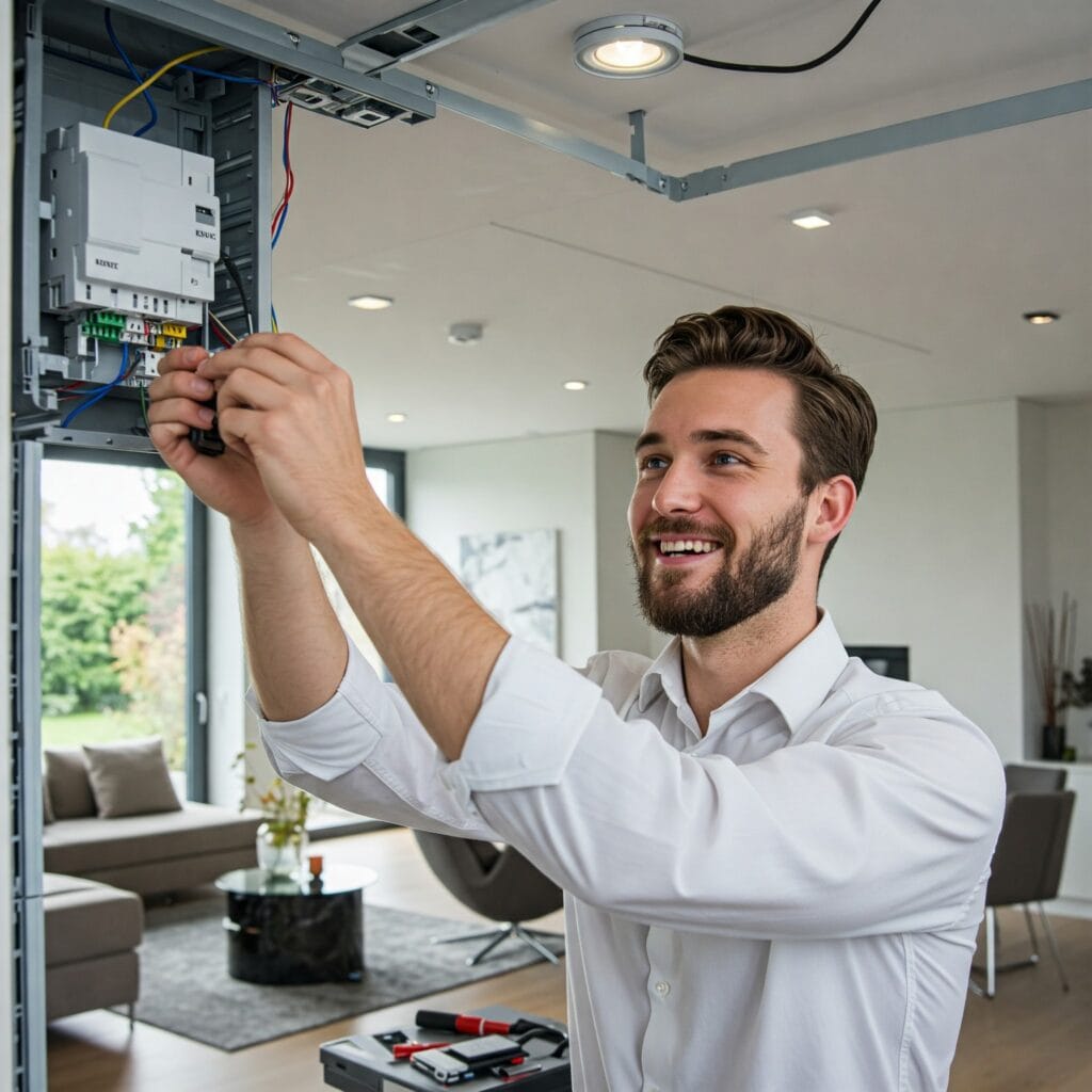 tạo hình ảnh mô tả việc tự lắp đặt nhà thông minh KNX